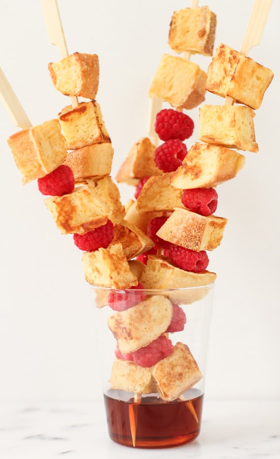 French toast kabobs with syrup