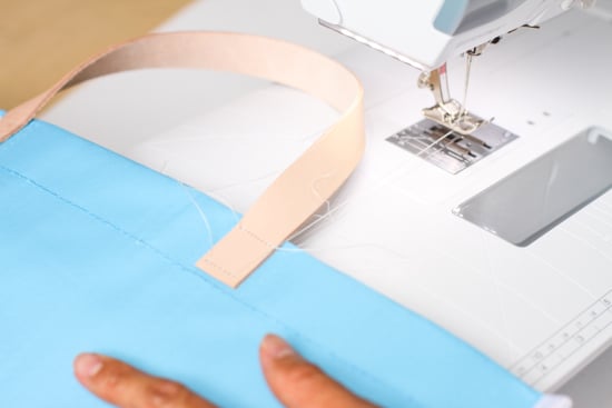 How to sew leather handles onto a tote bag