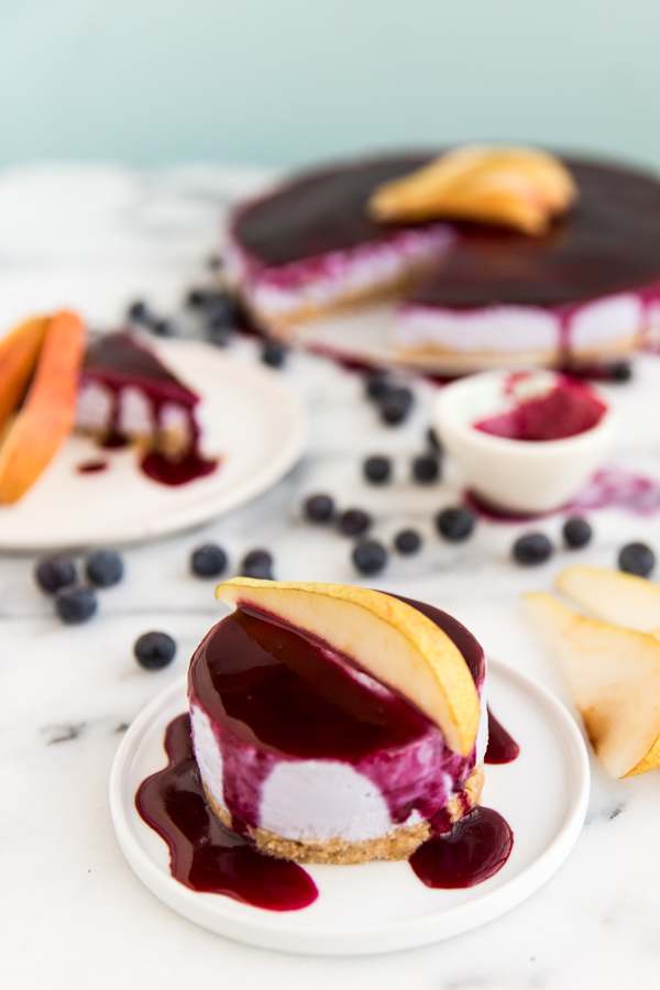 Wine and Cheese(cake) Homemade Cheesecake with Riesling Blueberry Pear