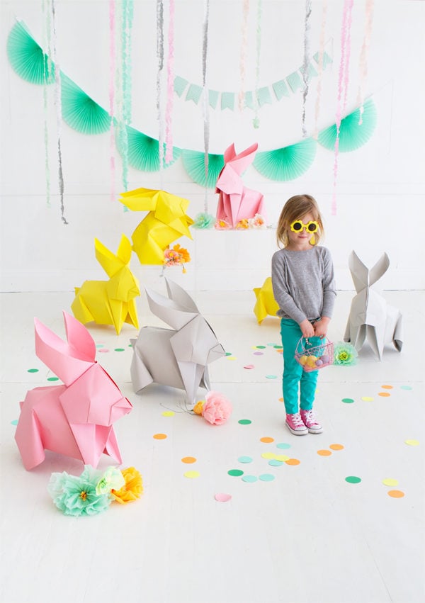 Giant DIY Origami Easter Bunnies