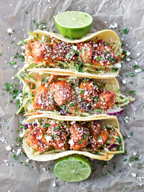 oven fried Korean chicken tacos