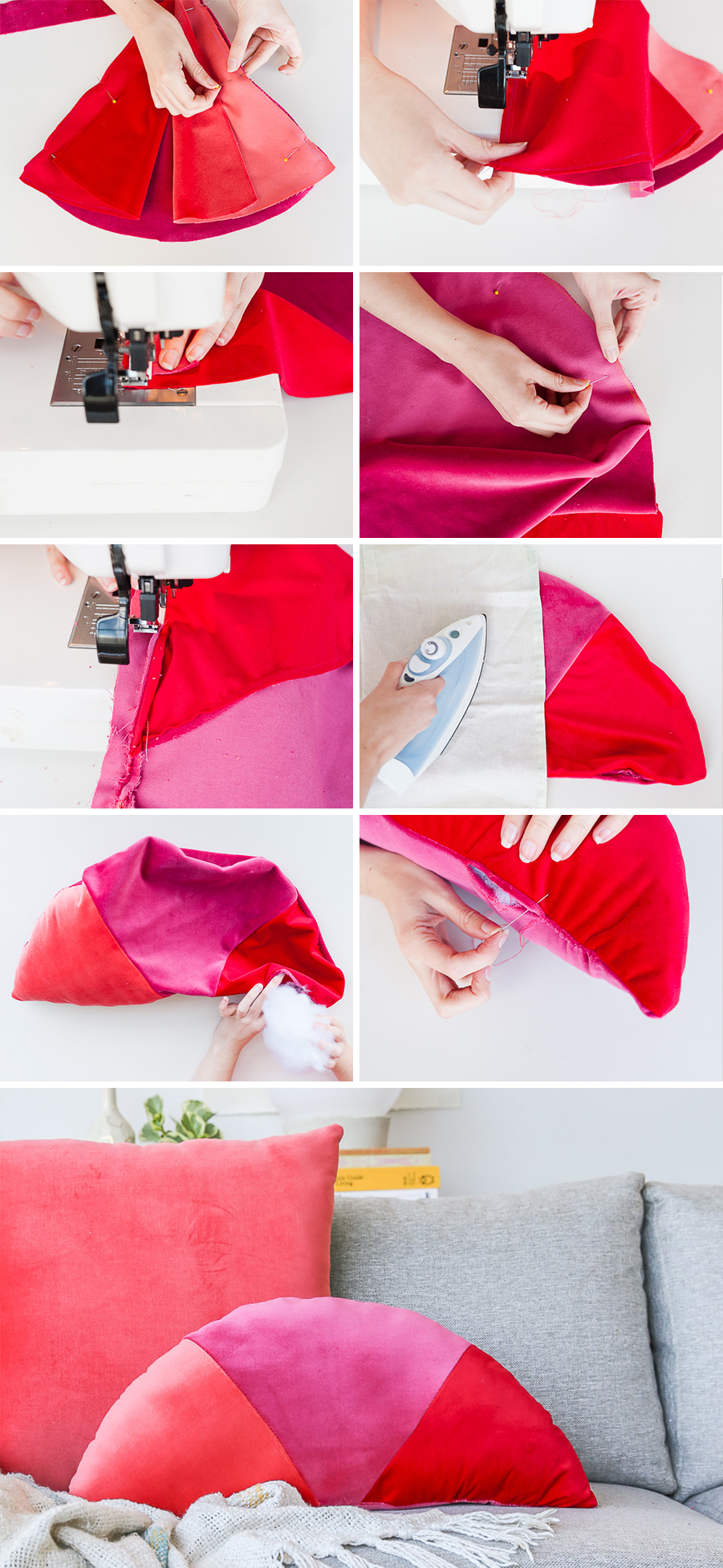 How to Make Velvet, Geometric Color Blocked Pillows