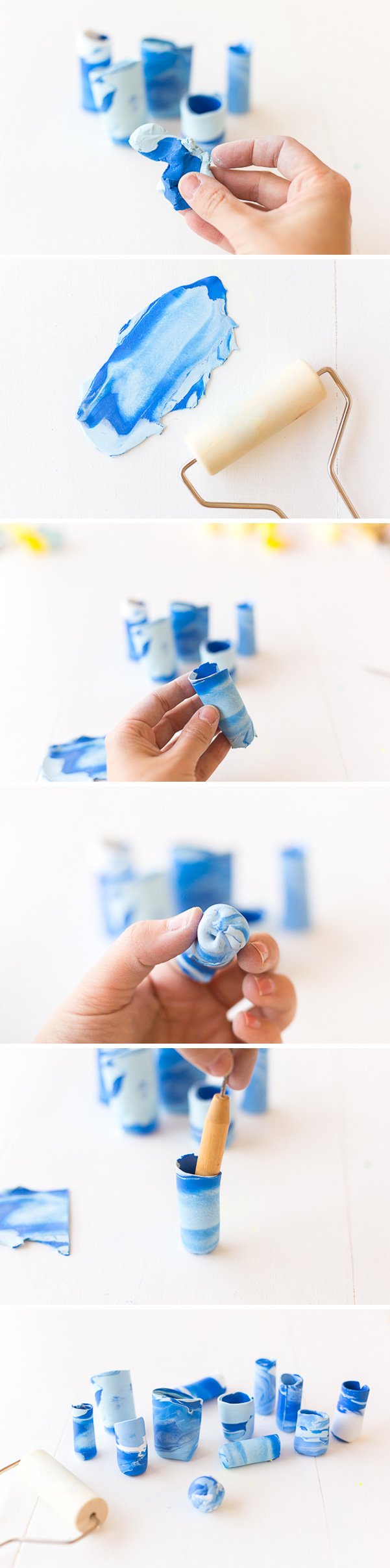 How to make marbled mini vases with clay