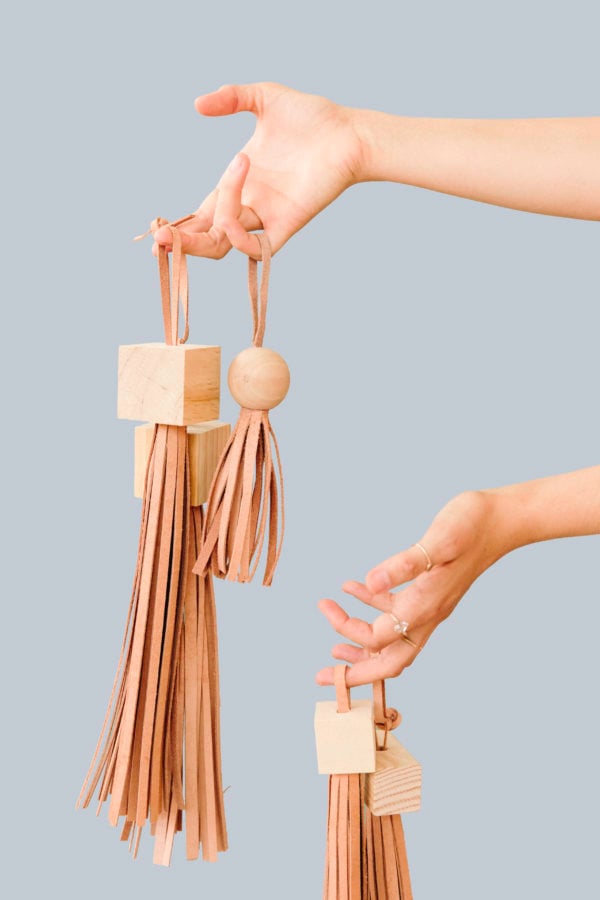 Block Head: DIY Statement Tassels Made with Wood Blocks and Leather