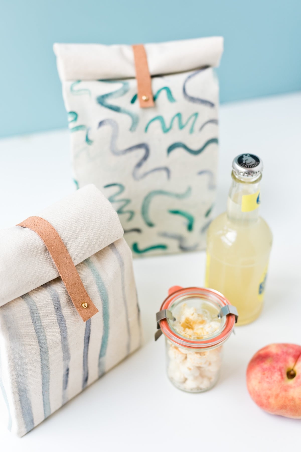 homemade canvas and leather punchbag for kids back to school