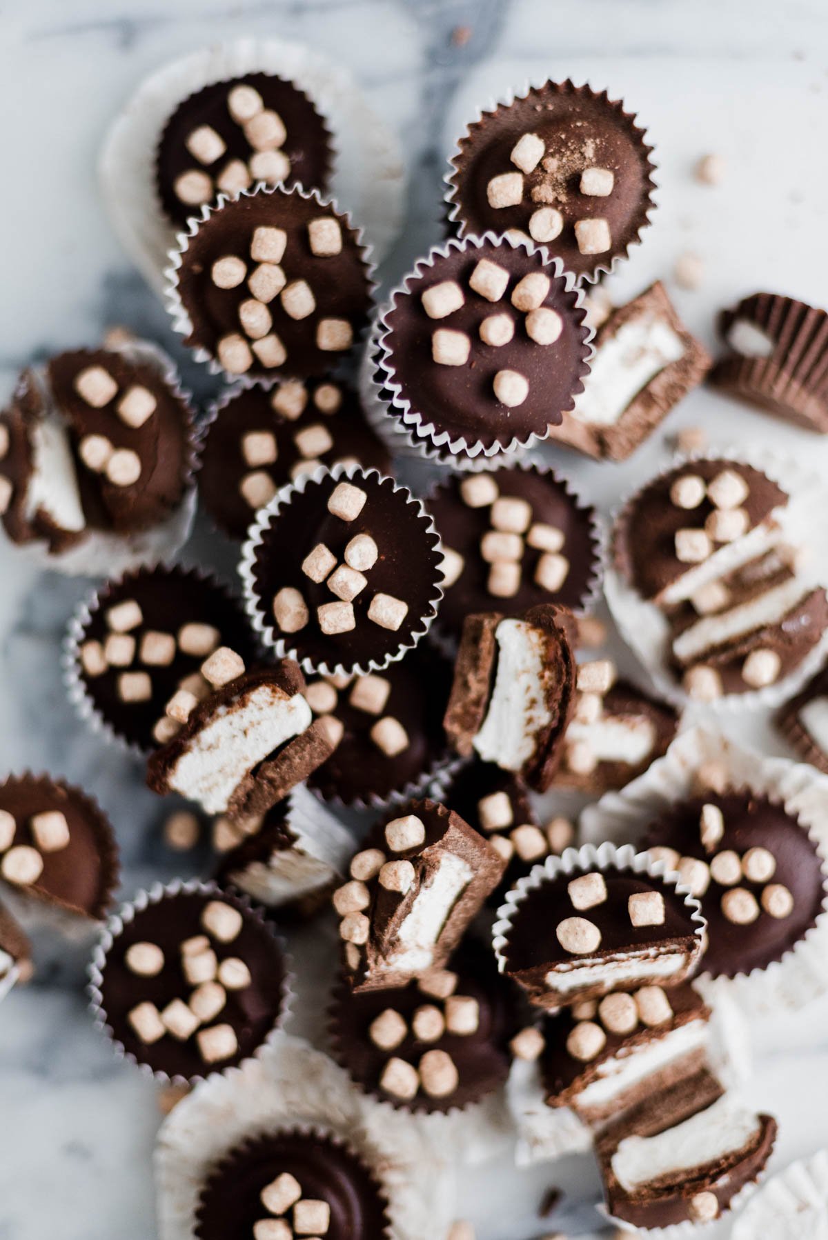 homamde hot chocolate candy cups all stacked up on each other