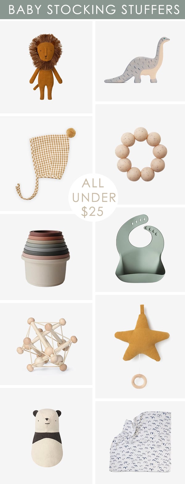 Roundup of baby product images that are cool stocking stuffers for the holidays.
