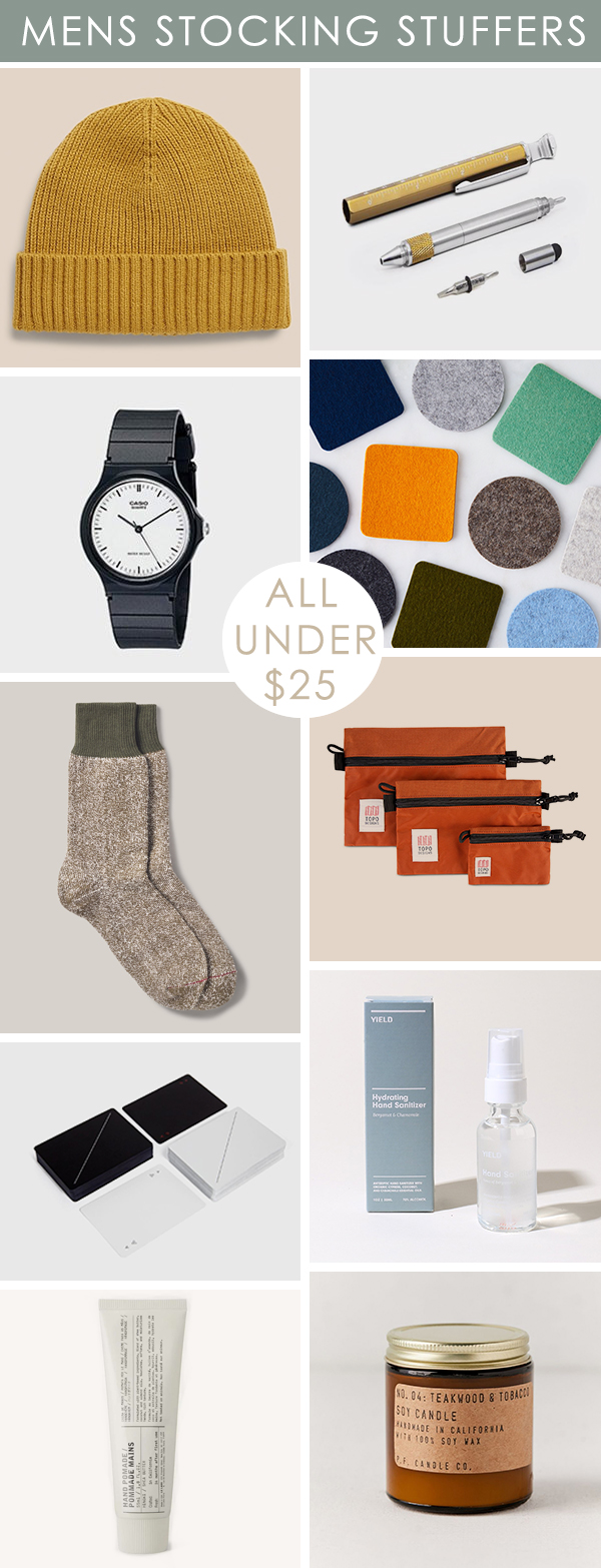 Roundup of men's product images that are cool stocking stuffers for the holidays.
