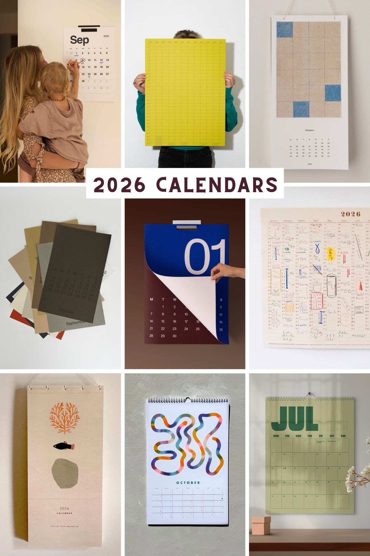 roundup of images that feature various modern calendars
