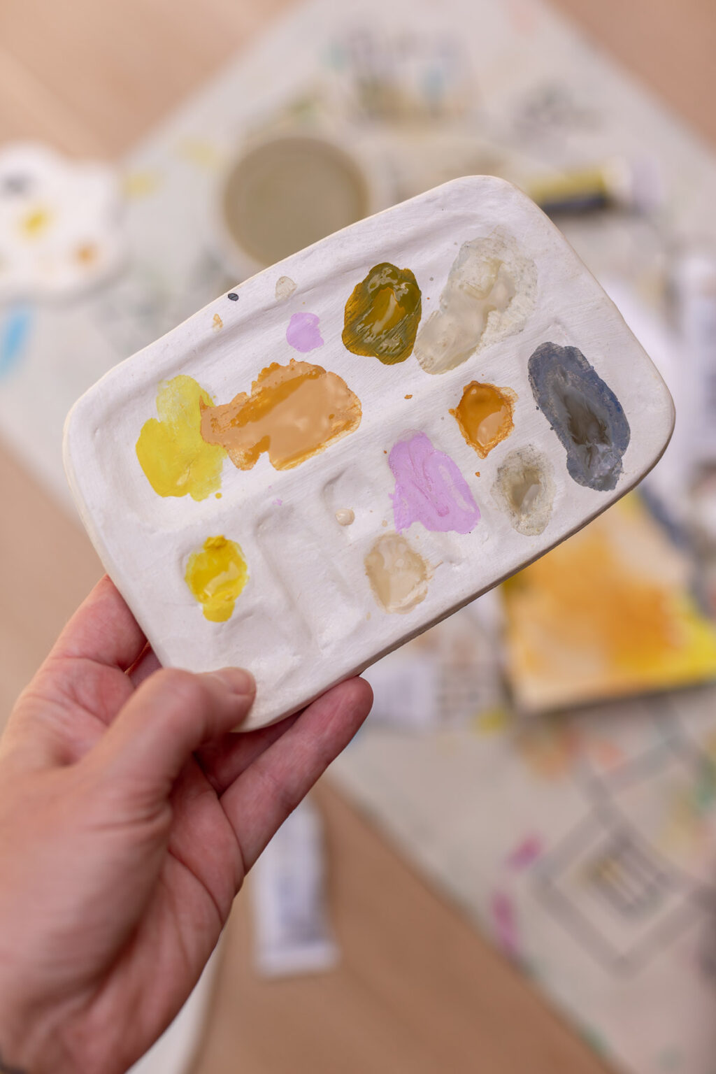 How to Make Paint Palettes with Air Dry Clay Paper and Stitch