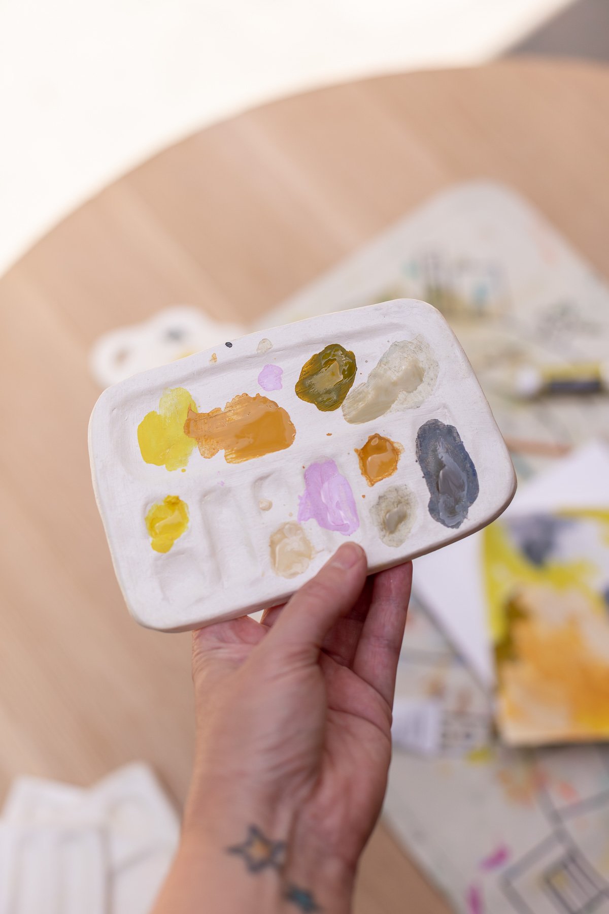 How To Make Paint Palettes With Air Dry Clay Paper And Stitch