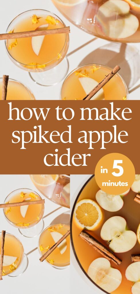 apple cider cocktail being serves in modern coupe glasses and punch bowls