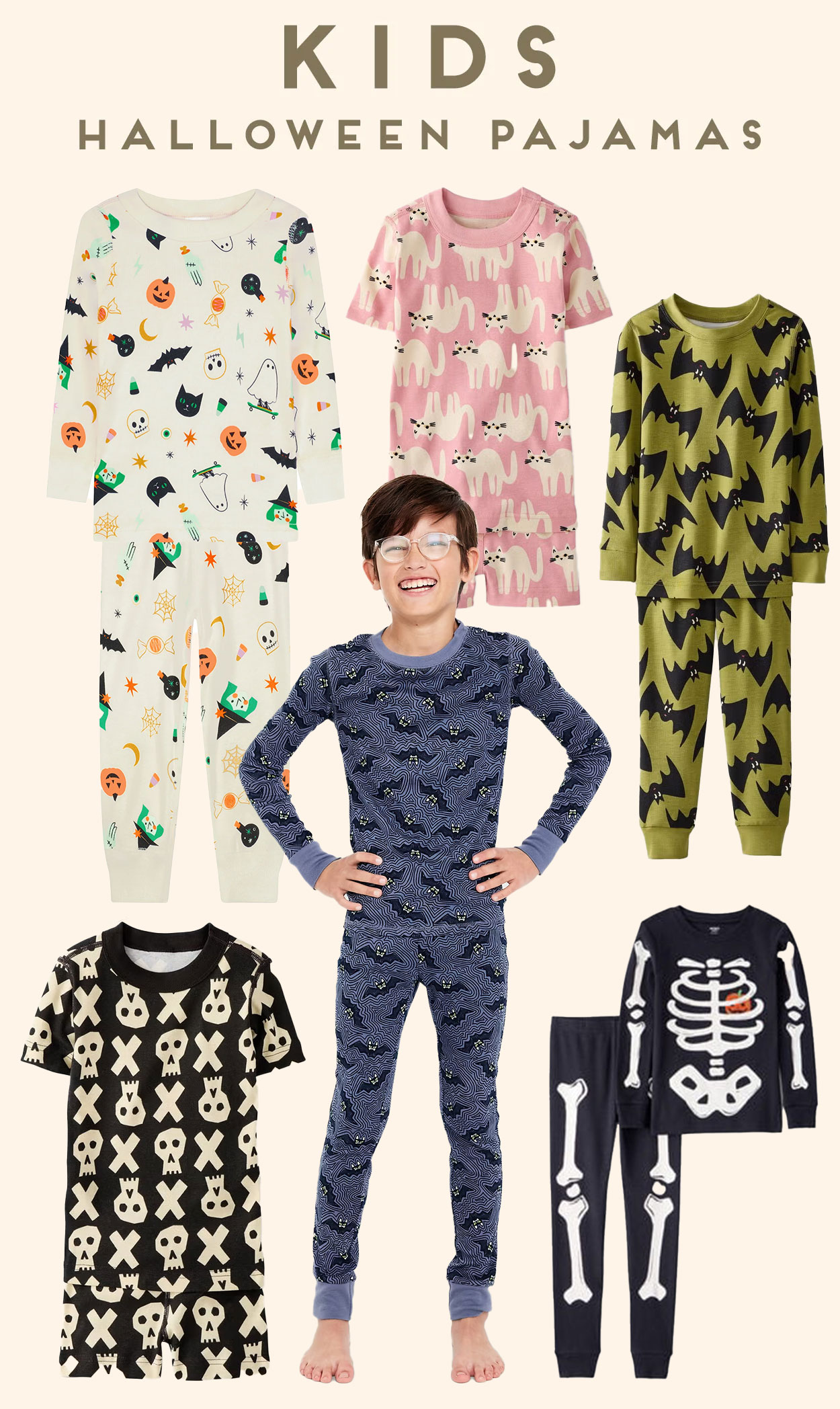 kids halloween pajamas in bold patterns and modern prints unisex