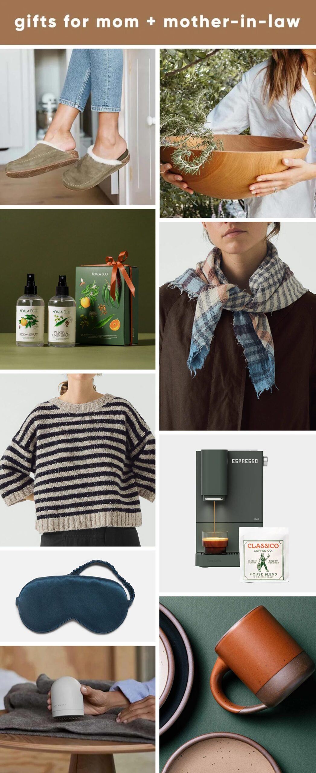 variety of images of gifts for mom and mother-in-laws featuring home decor and fashion items