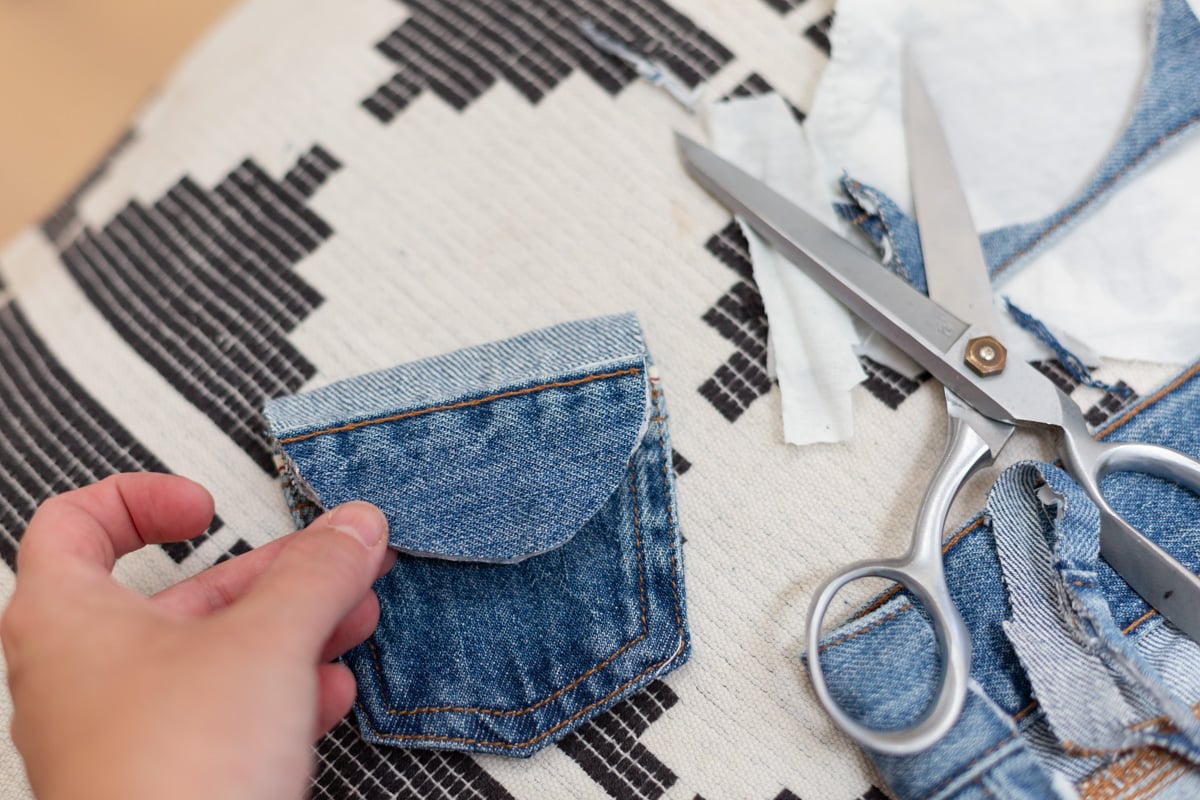 making a denim pouch with a flap