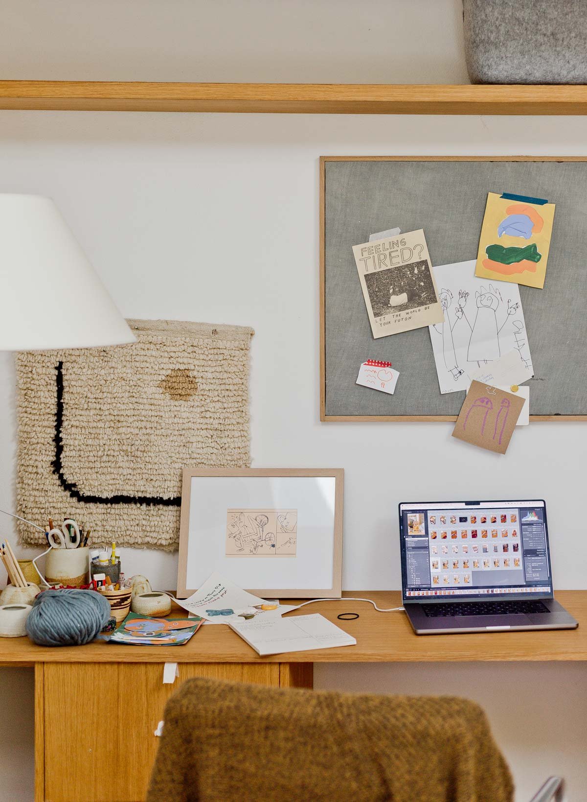 building a wood desk in a closet, modern minimal style