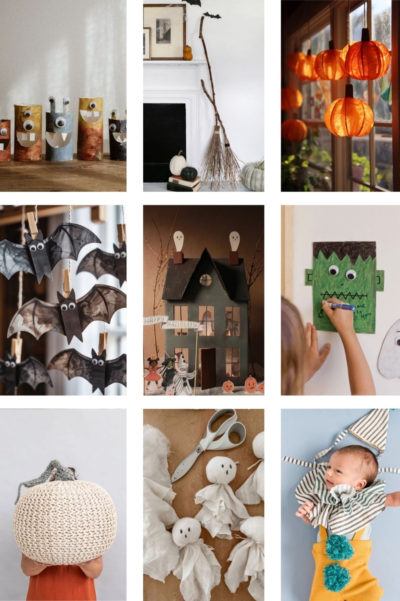 variety of diy halloween projects in a grid
