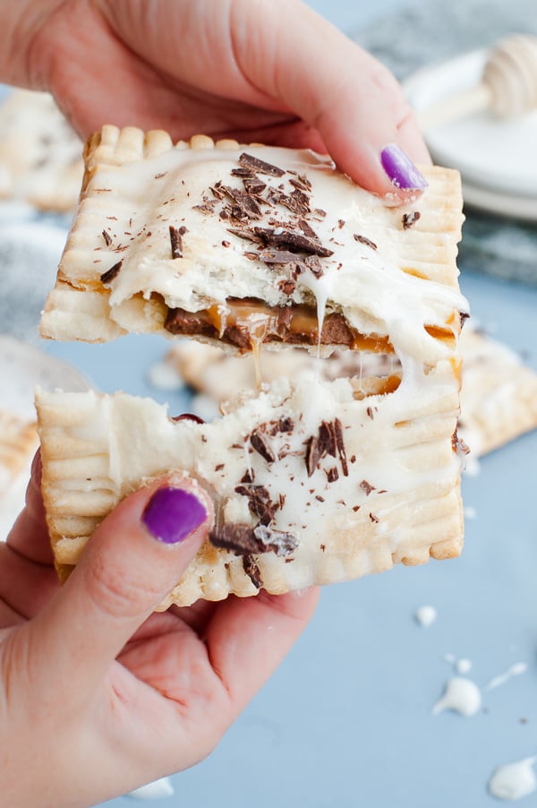 homemade s'more pop tarts being broken open 
