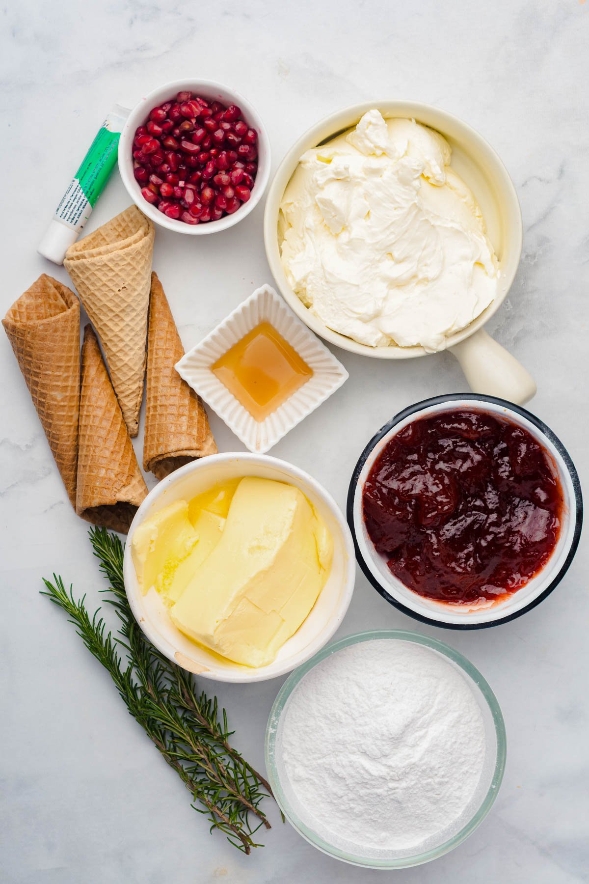 ingredients for making the icing and filling for a delicious a Christmas cake