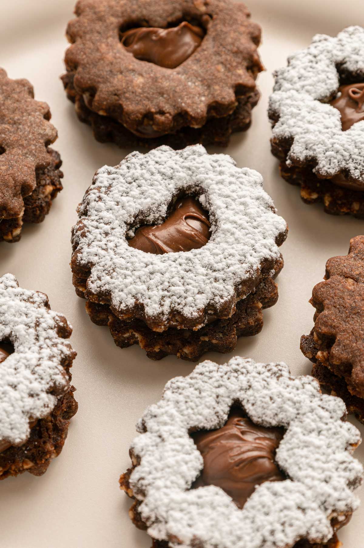 nutella stuffed linzer cookies