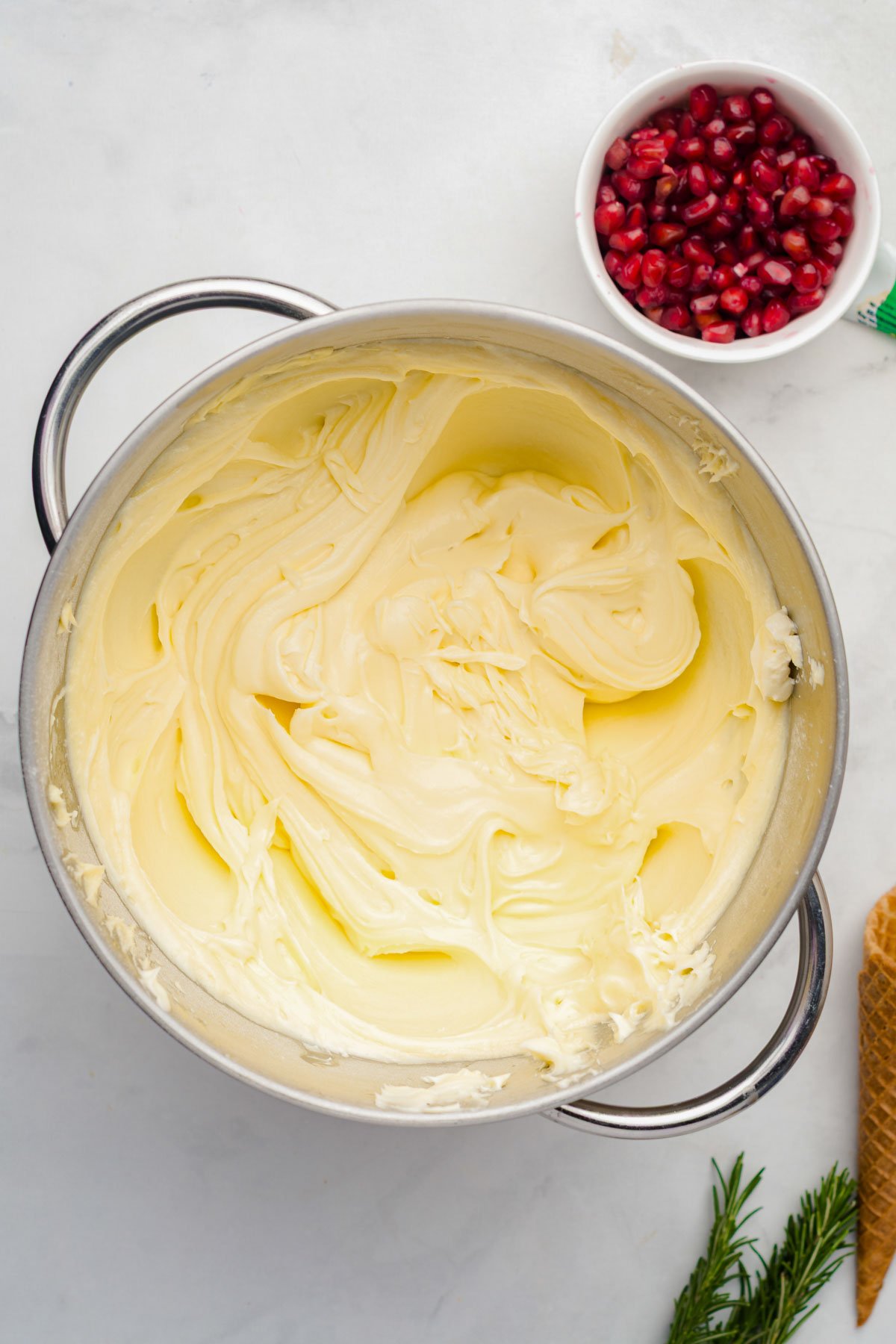 making cream cheese frosting for delicious Christmas cake