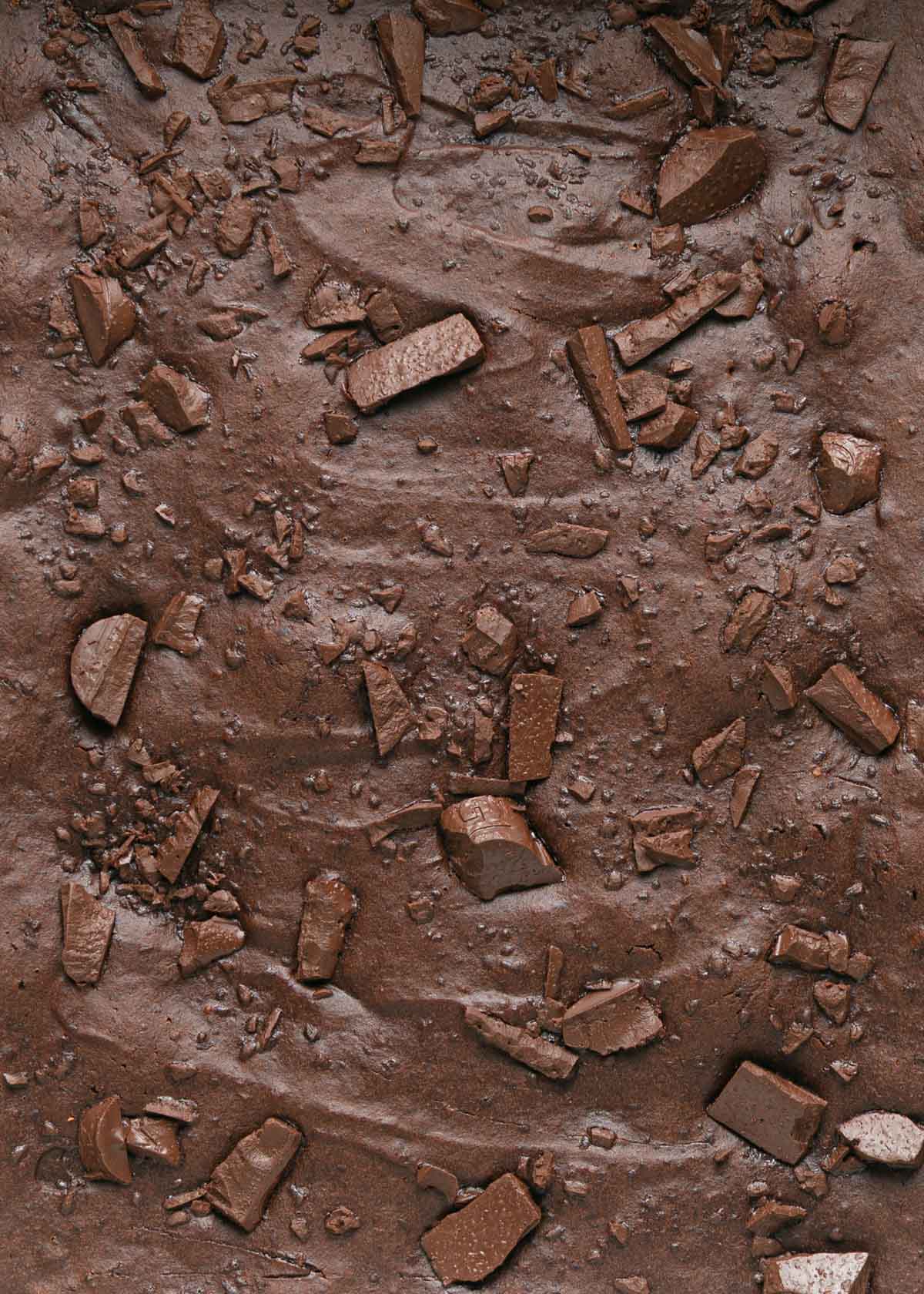 baked brownies before they are cut into squares 