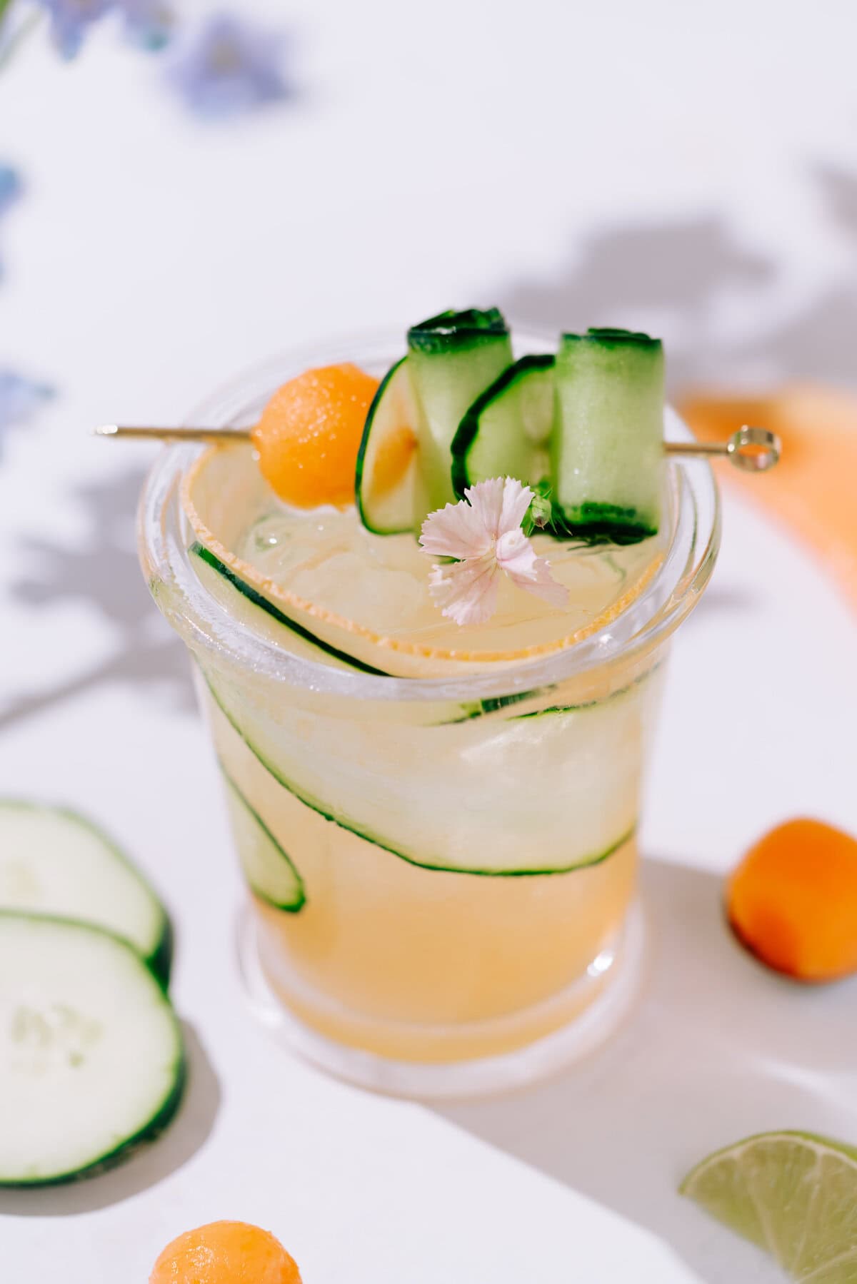 cucumber melon cocktail closeup