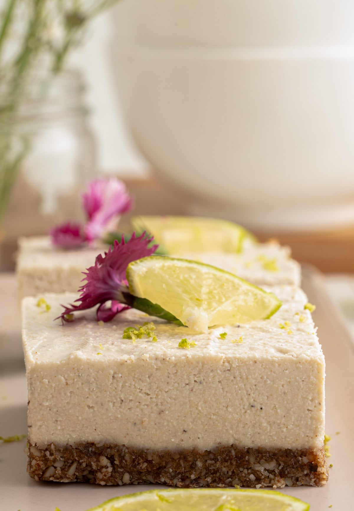 closeup of homemade key lime bars